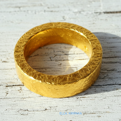 Hammered 24k 9999 Gold 26.5g Ancient Rome Ring 6.4mm Thick 3mm 22k