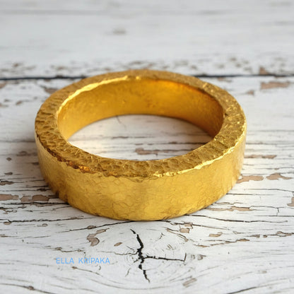 Hammered 24k 9999 Gold 26.5g Ancient Rome Ring 6.4mm Thick 3mm 22k