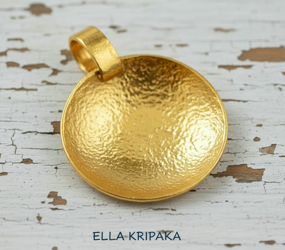 Hammered 24k 9999 Gold 13g &36g Ancient Rome Dome Disk Pendant