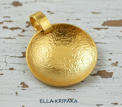 Hammered 24k 9999 Gold 13g &36g Ancient Rome Dome Disk Pendant