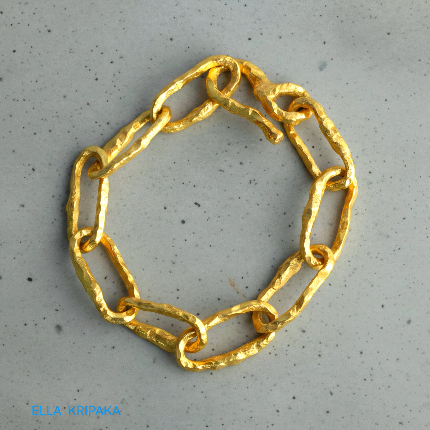 Hammered 24k 9999 Gold 90g Organic Chain Bracelet 15mm Uneven Can 22k