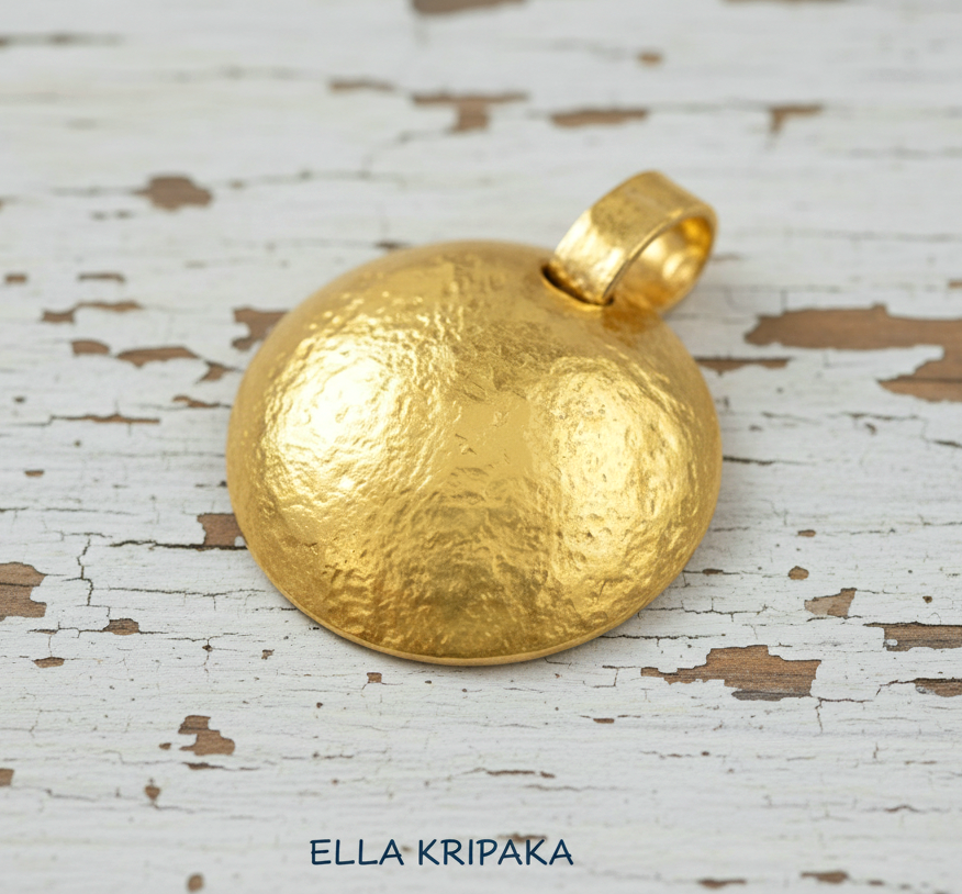 Hammered 24k 9999 Gold 13g &36g Ancient Rome Dome Disk Pendant