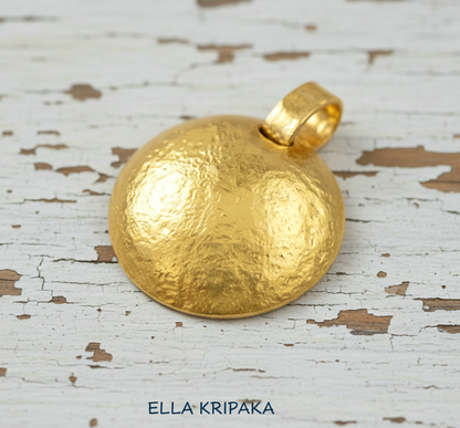 Hammered 24k 9999 Gold 13g &36g Ancient Rome Dome Disk Pendant