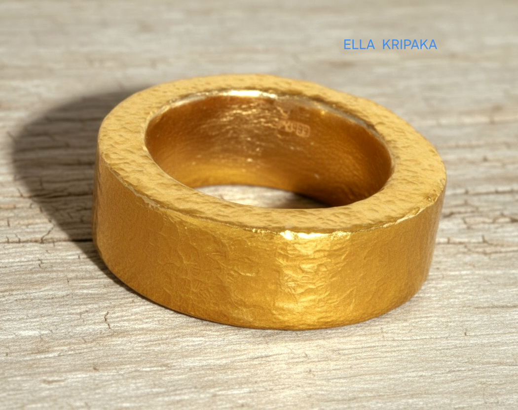 Hammered 24k 9999 Gold 30g Ancient Rome Ring 6.5mm Thick 3.5mm 22k