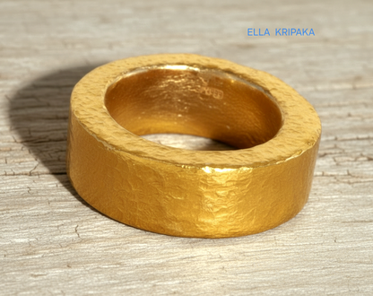 Hammered 24k 9999 Gold 30g Ancient Rome Ring 6.5mm Thick 3.5mm 22k