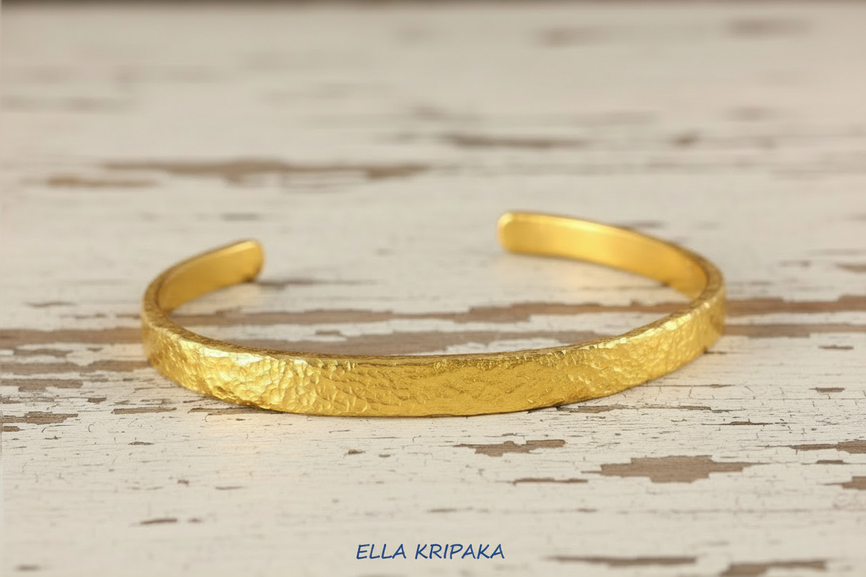 Hammered 24k 9999 Gold 37g Cuff Bracelet Ancient Rome 5mm Thick 2mm
