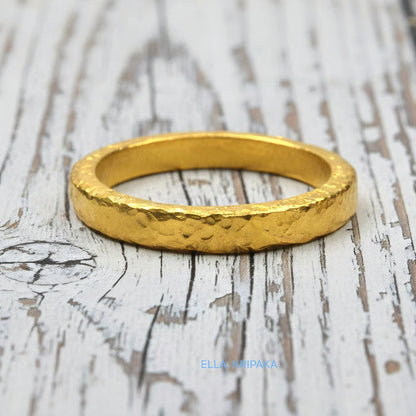 Hammered 24k 9999 Gold 7.5g Ancient Rome Ring 2.8mm Thick 2mm