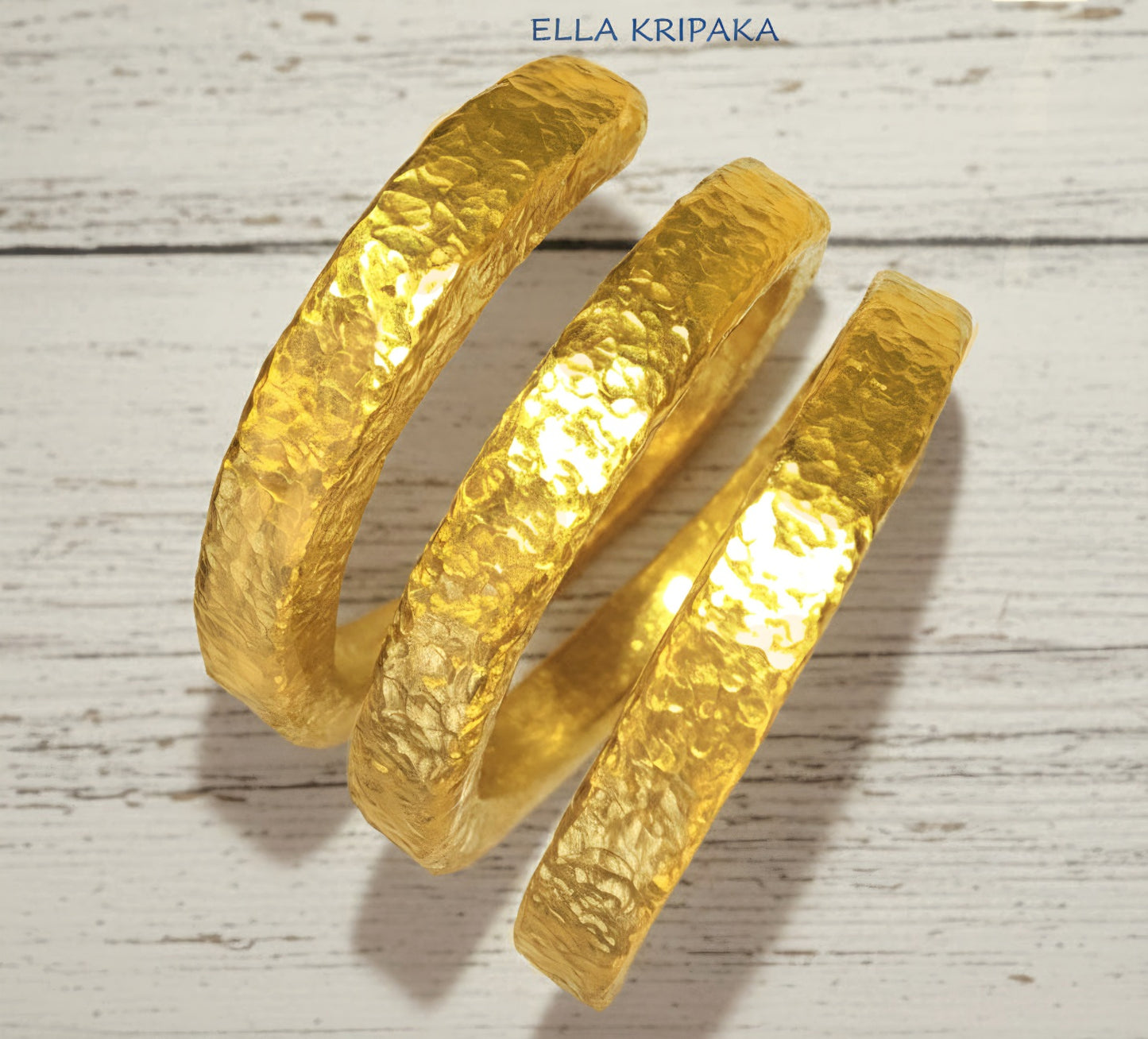 Hammered 24k 9999 Gold 27g Twisted Ring Signet 16mm Spiral 2.5mm