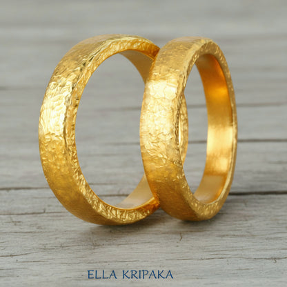 Hammered 24k 9999 Gold 7.5g Ancient Rome Ring 4mm Thick 1.5mm