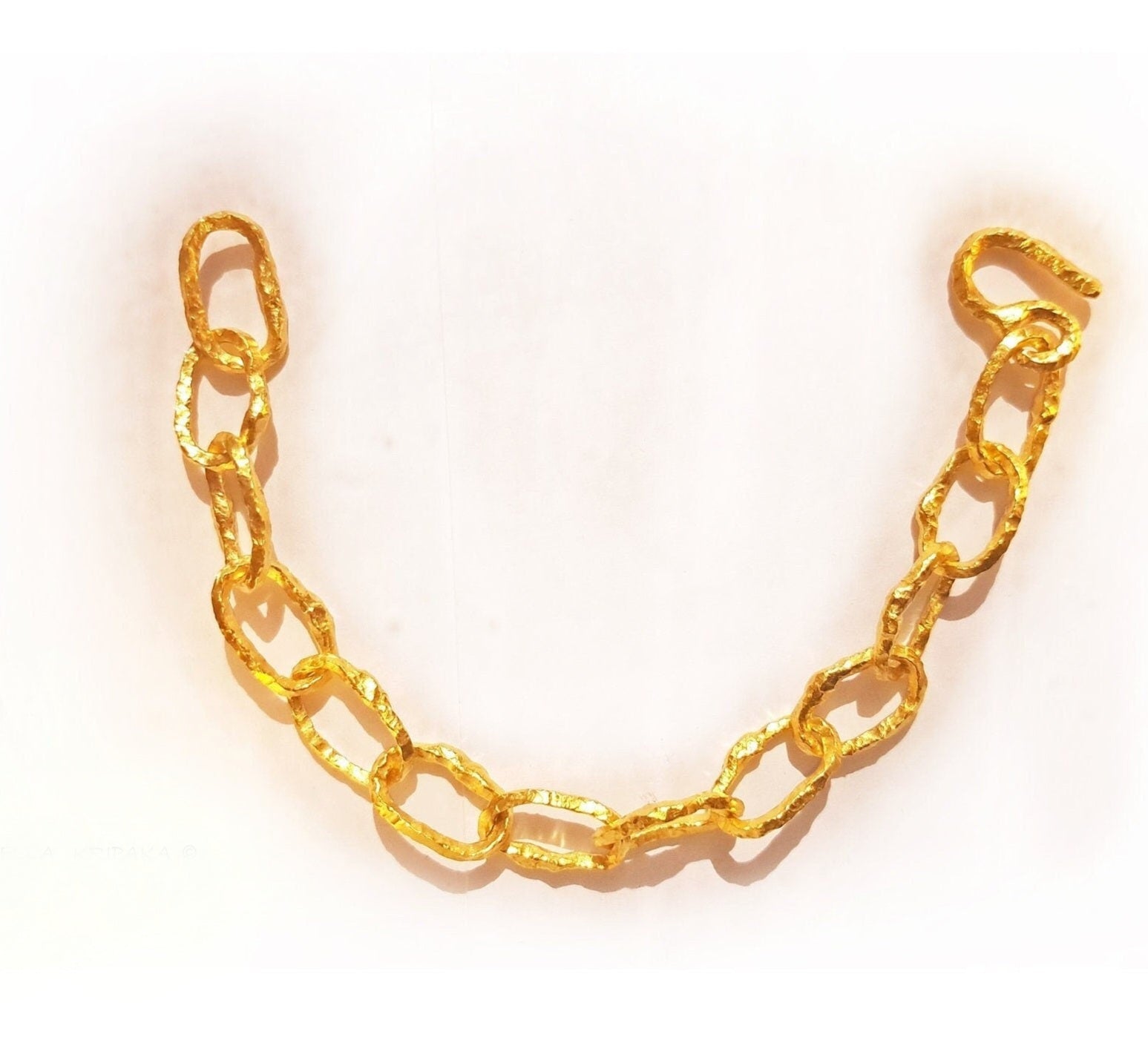 Hammered 24k Gold Hammered 9999 Gold Organic Bracelet Chain Hammered 22k Gold Artist Ella Kripaka