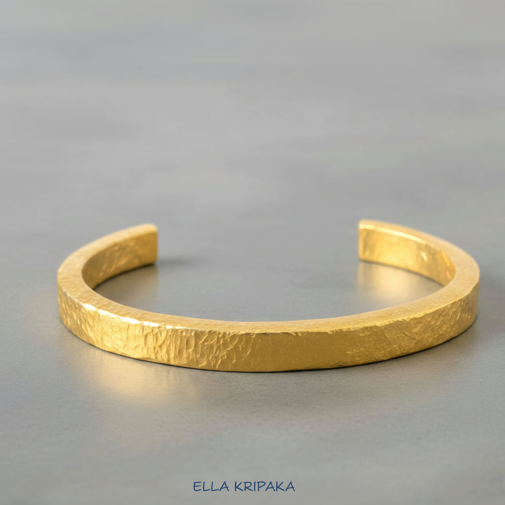 Hammered 24k 9999 Gold 88g Cuff Ancient Rome Bracelet 6mm Thick 3.5mm